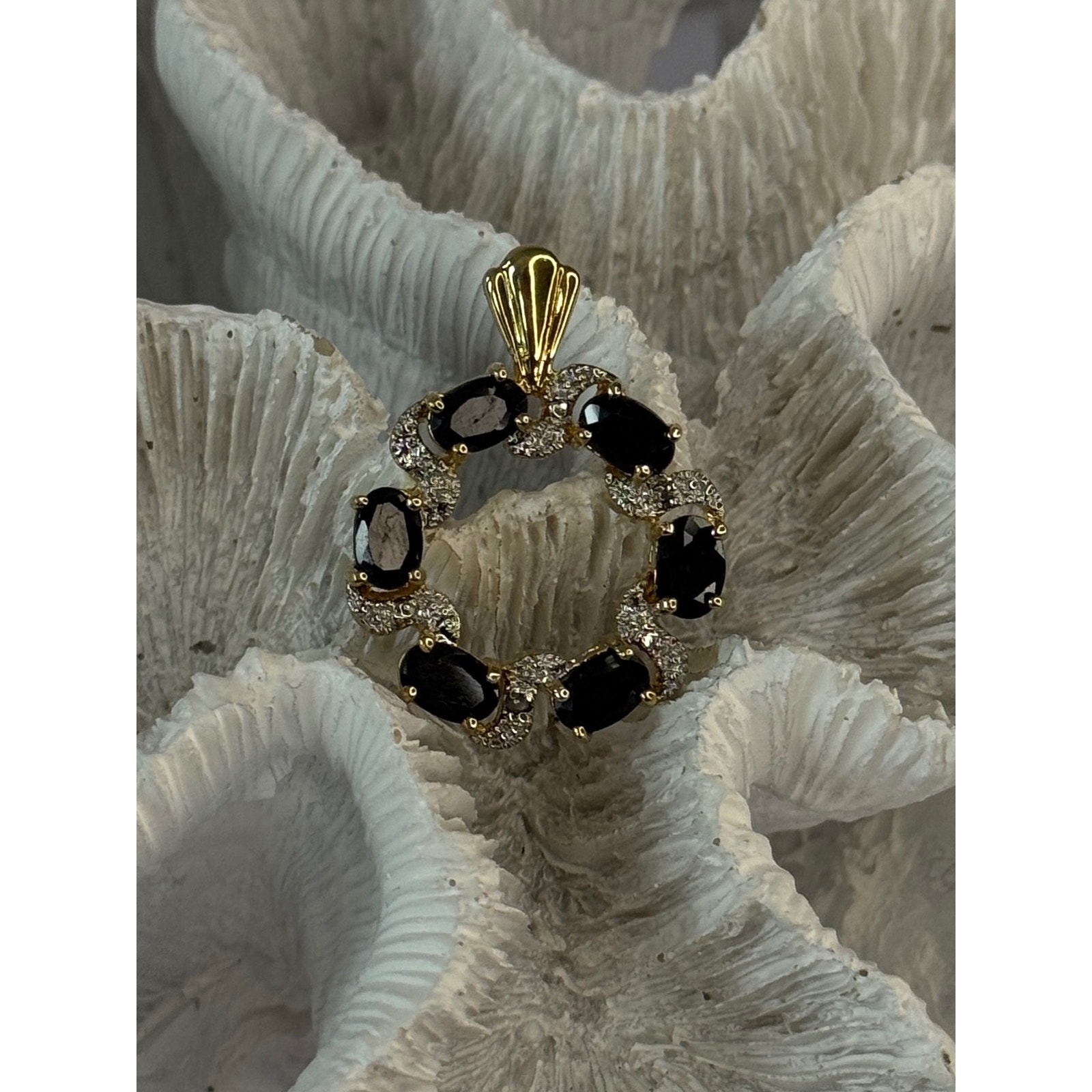 925 Sterling Silver Gold Plated Sapphire Pendant Length 115 Inch 120$